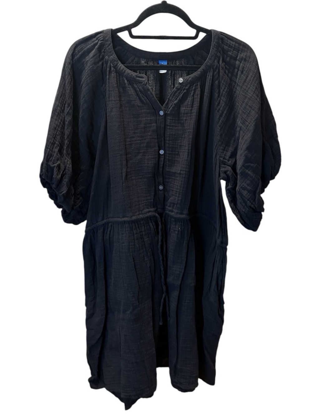Old Navy Black Button-Front Swim Cover-Up Dress